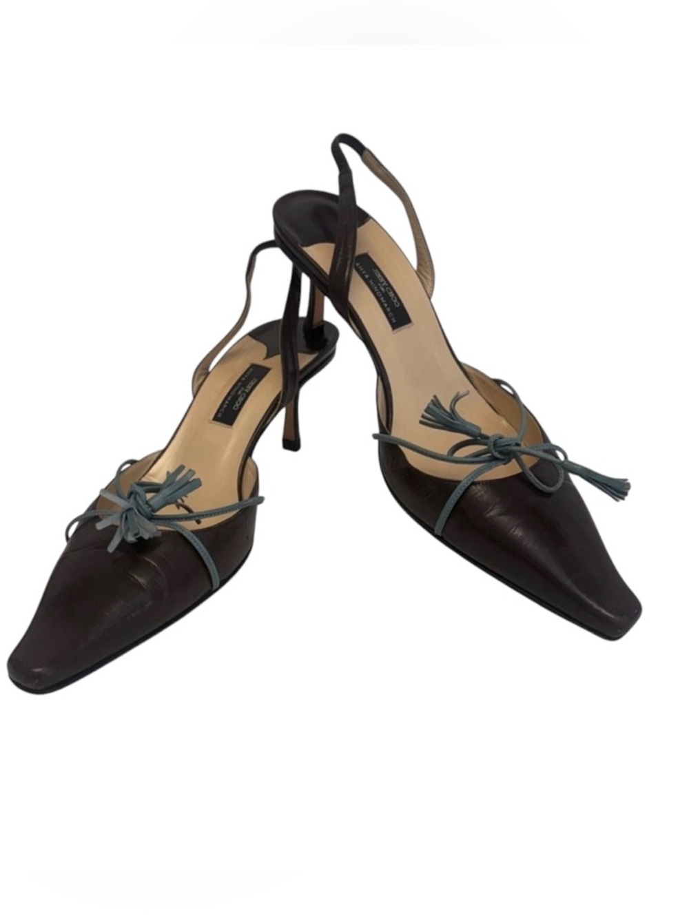 Jimmy Choo x Anya Hindmarch Rare Vintage Slingback heel Chocolate Leather EU 40